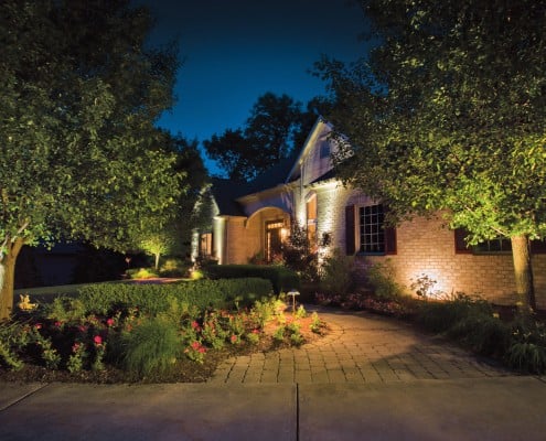 Lighted Front Garden Landscape