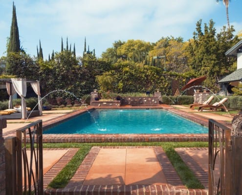 Backyard Pool with Brick Frame