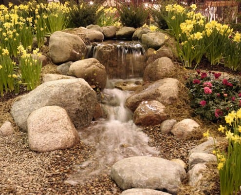 Pondless stone waterfalls