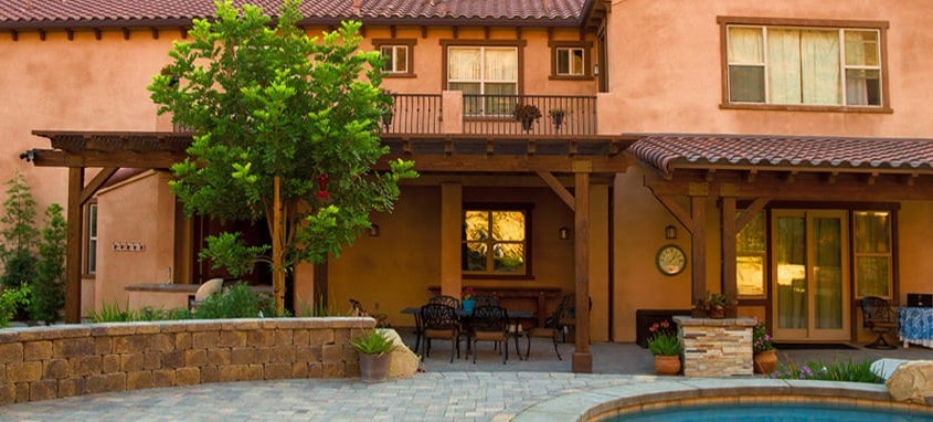 Mediterranean Patio Cover and dining space