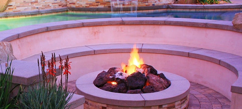 Fire pit by the pool