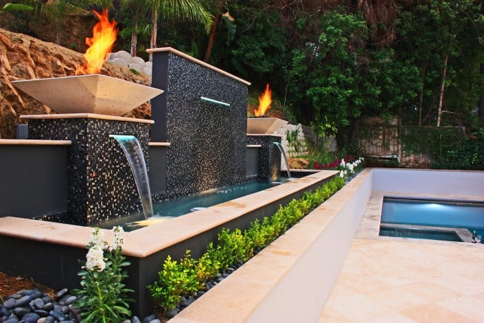 Fire Bowls with Fountains Underneath