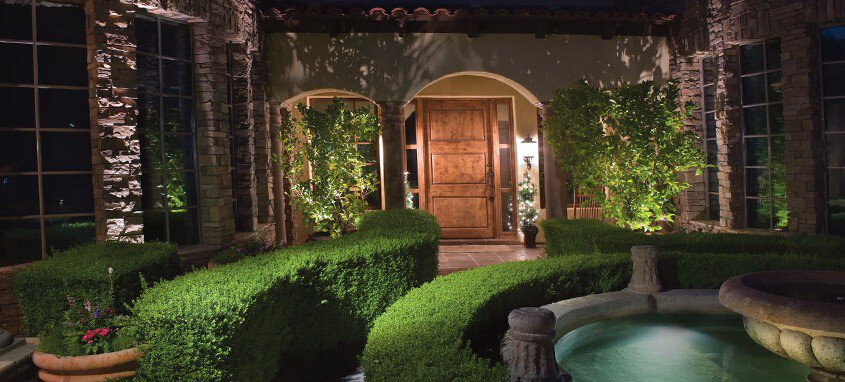 Estate lit by outdoor led lighting