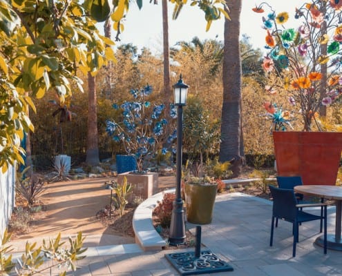 Garden Walkway with acrylic sculptures