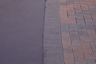 brick pavement on the road side