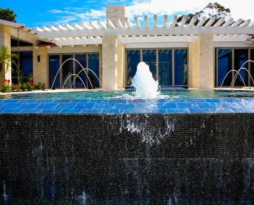 Wang pool design with water fall feature