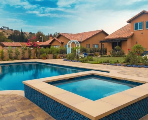 pool with paving stone design