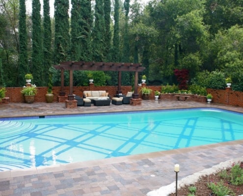 pool with paving stone design