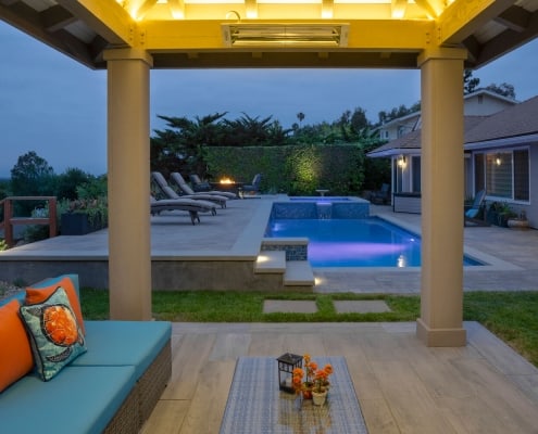 Free standing pergola with accent lighting