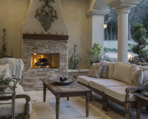 fireplace patio outdoor design